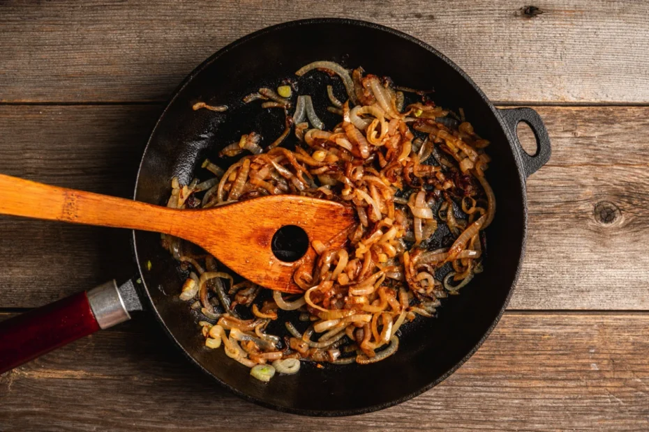 Ceapă caramelizată perfectă care transformă orice burger în festin și se face cu 4 ingrediente în 40 de minute
